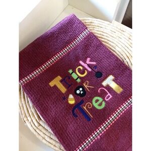 Trick or Treat Kitchen Towel, Kitchen Tea Towel, Set of 1, Burgundy Towel